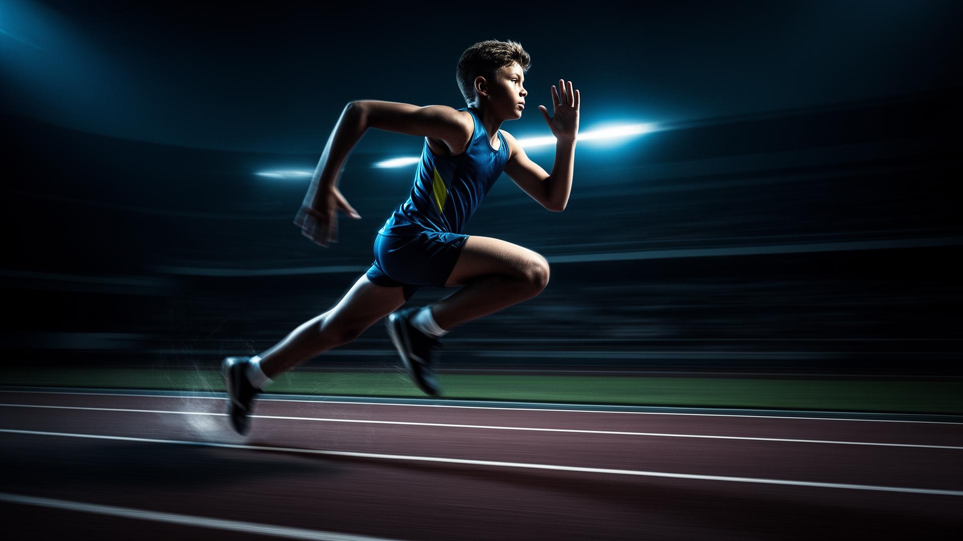 Youth athlete sprinting at full speed